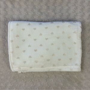 Adirondack Baby Gold Hearts Print Baby Blanket Cream Off White Metallic Soft
